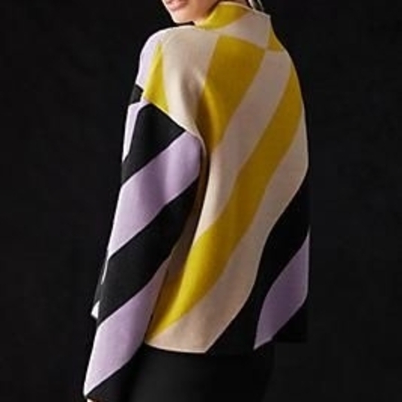 Maeve Yellow, Purple, and Black Striped Turtleneck Sweater - Picture 3 of 5